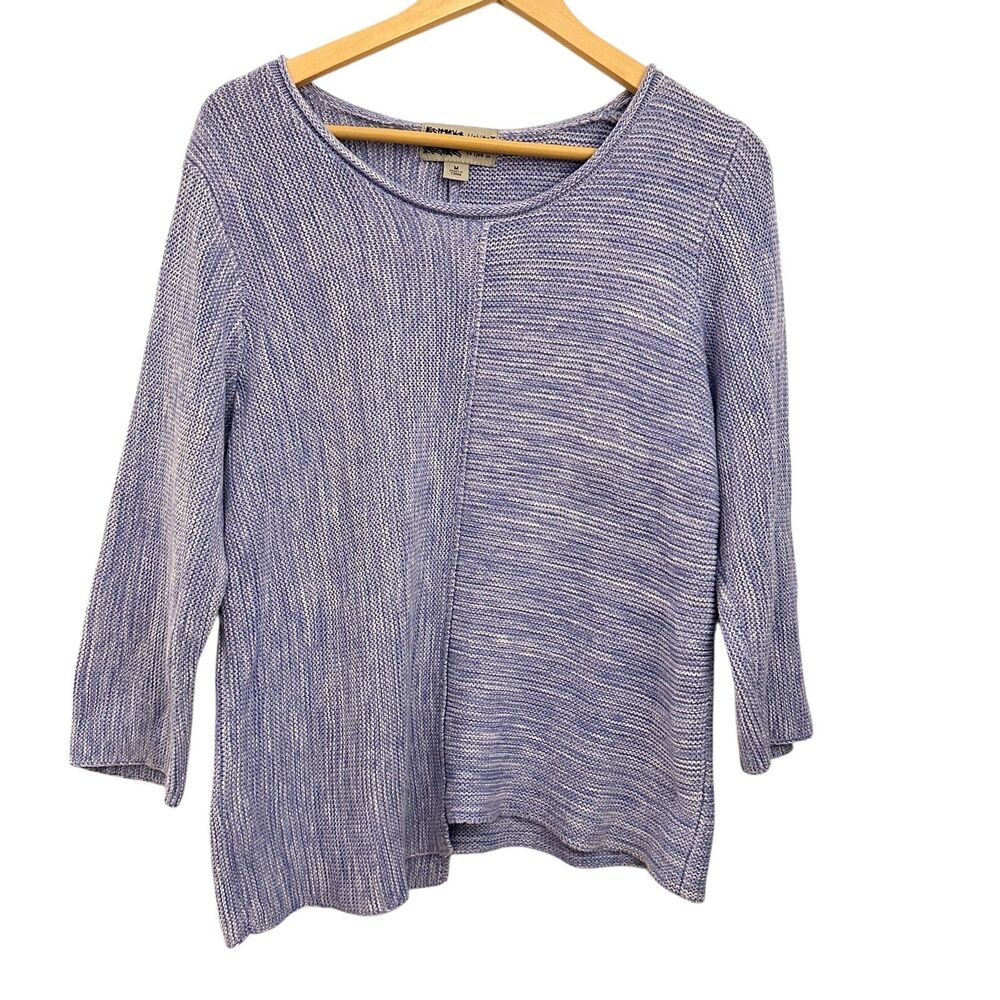 Habitat Clothes to Live in‎ Purple 3/4 Sleeves Cotton Scoop Neck Sweater M